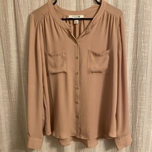 Forever 21 Long Sleeve Button Up Cream